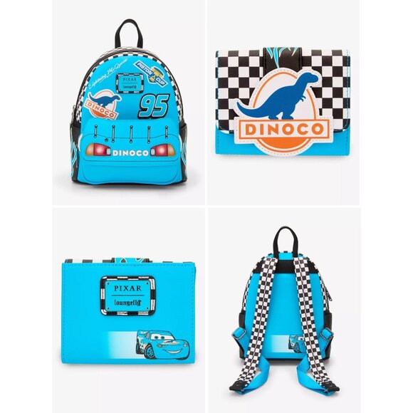 Loungefly Pixar Cars Lightning McQueen Dinoco Light-Up Backpack and Wallet Set - Picture 2 of 12